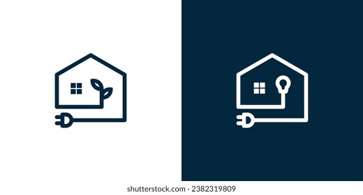 Eco Home Logo Designs with Lineart Style. Home Safe Logo Designs Vector Illustration.