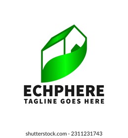 eco home logo template with home and leaf icon