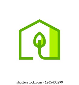 Eco home logo template vector green house icon design