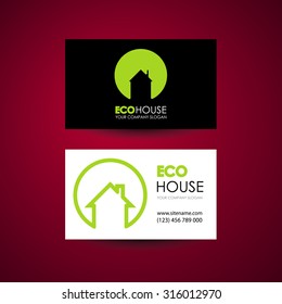 Eco home and real estate logo template. Business card design idea.
