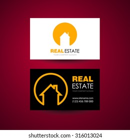 Eco home and real estate logo template. Business card design idea.