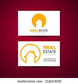 Eco home and real estate logo template. Business card design idea.