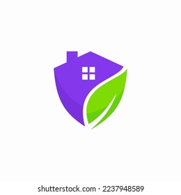 eco home shield logo vector