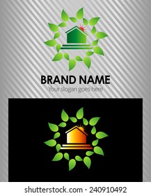 Eco home sign Branding corporate logo house icon