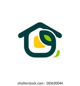 Eco home sign Branding Identity Corporate vector logo design template Isolated on a white background