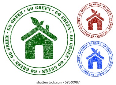 Eco Home Sign Grunge Stamps