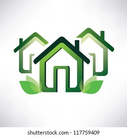 eco home vector symbol, green village