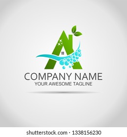 eco house clean vector logo design template 