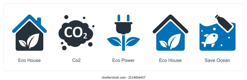Eco House And Co2 Icon Concept