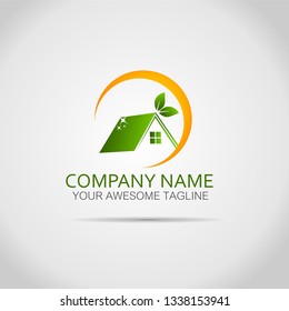 eco house company logo vector design template 
