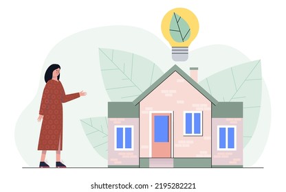 Eco house concept. Green energy. Vector illustration in a flat style