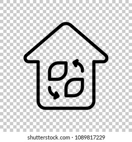 Eco house. Concept logo. Simple linear icon with thin outline. O