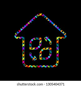 Eco house. Concept logo. Simple linear icon with thin outline