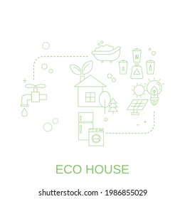 Eco house concept. Rational use of natural resources. Vector illustration.