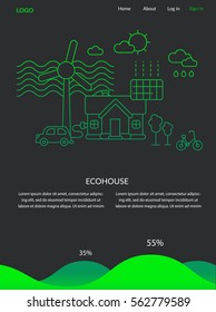 Eco house concept for website. Vector illustration