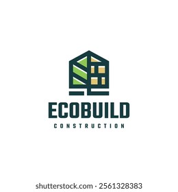 eco house construction logo vector