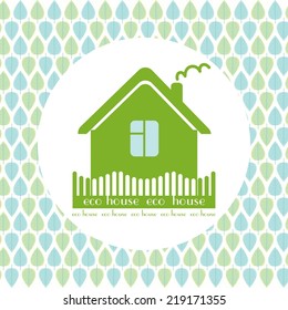 eco house decorative circle background green leaves 