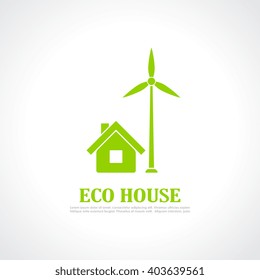 Eco house emblem vector illustration isolated on white background