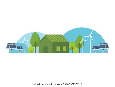 Casa ecológica con energía verde. Ilustración del vector