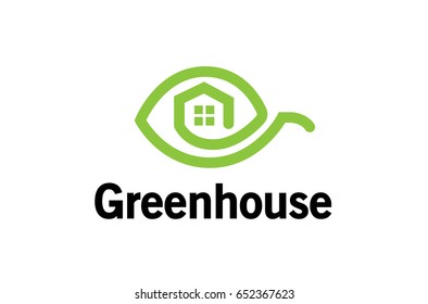 Eco house green leaf Logo Design Illustration