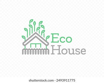 Eco house with green plants vector design