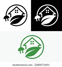 Eco House Home Power Leaf Nature Logo