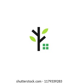 Eco House Home Treehouse Mortgage Real Estate Logo Vector