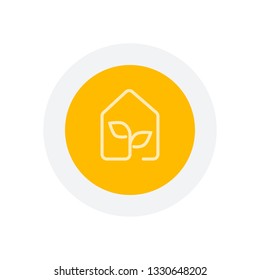 eco house icon concept. Icon in colored circle with gray bold border. Web button, modern flat design