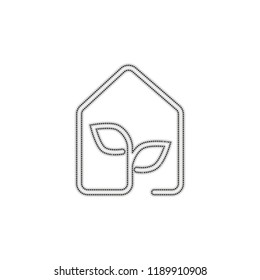 eco house icon concept. Dotted outline silhouette with shadow on white background