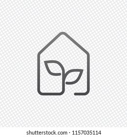 eco house icon concept. On grid background