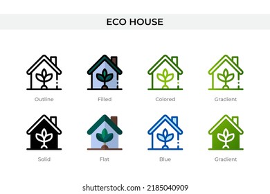 Eco house icon in different style. Eco house vector icons designed in outline, solid, colored, filled, gradient, and flat style. Symbol, logo illustration. Vector illustration