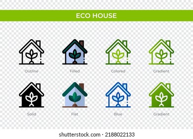Eco house icon in different style. Eco house vector icons designed in outline, solid, colored, filled, gradient, and flat style. Symbol, logo illustration. Vector illustration