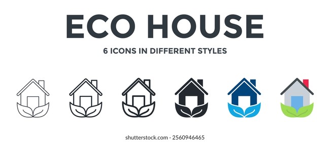 ECO HOUSE icon in different style vector illustration. Designed in thin line, regular line, bold line, glyph, color fill, and flat style can be used for web