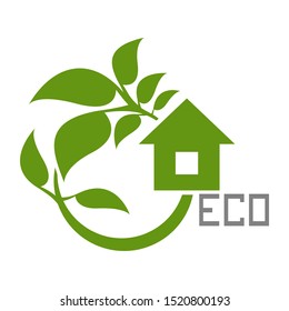 Eco house icon. Ecology real estate emblem.