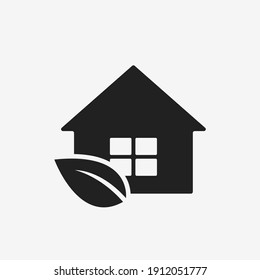 eco house icon. environmental and eco friendly building. leaf and house. isolated vector image