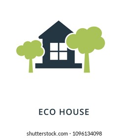 Eco House icon. Flat style icon design. UI. Illustration of eco house icon. Pictogram isolated on white. Ready to use in web design, apps, software, print