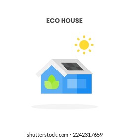 Icono de Eco House plano. Ilustración vectorial sobre fondo blanco. Se puede usar para web, app, producto digital, presentación, interfaz de usuario y muchos más.