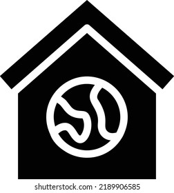 Eco House Icon With Glyph Style, Earth Day Sign And Symbol Isolated On White Background