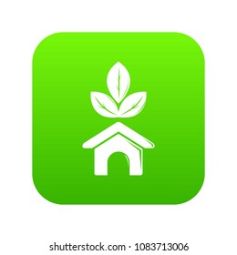 Eco house icon green vector isolated on white background