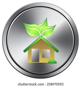 Eco house icon. Internet button on white background. EPS10 Vector. 