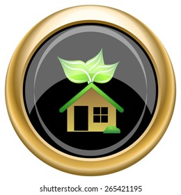 Eco house icon. Internet button on white  background. EPS10 Vector. 