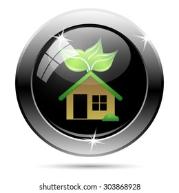 Eco house icon. Internet button on white background. EPS10 vector 