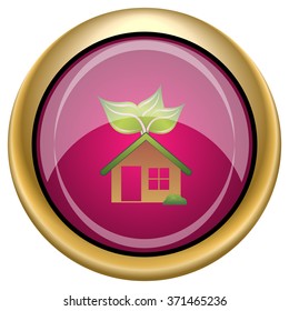 Eco house icon. Internet button on white background. EPS10 vector.
