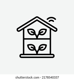  eco house icon, isolated smarthome outline icon in light grey background, perfect for website, blog, logo, graphic design, social media, UI, mobile app