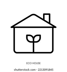 eco house icon. Line Art Style Design Isolated On White Background
