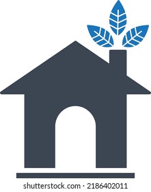 Icono de la casa ecológica sobre fondo blanco