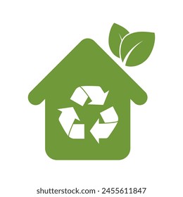 eco house icon on white background.