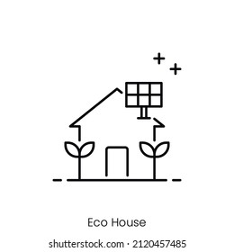 eco house icon. Outline style icon design isolated on white background