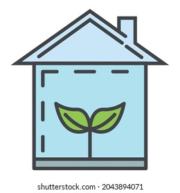 Eco house icon. Outline eco house vector icon color flat isolated on white