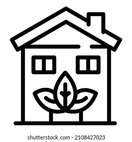 Eco house icon. Outline eco house vector icon for web design isolated on white background